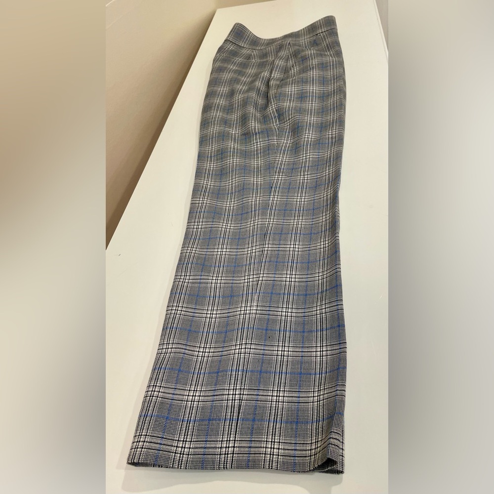 Rebecca Taylor High Waisted Black and Blue Plaid Trousers